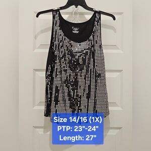Lane Bryant Black and Silver Sequin Tank Top, GUC, Size 14/16 (1X)